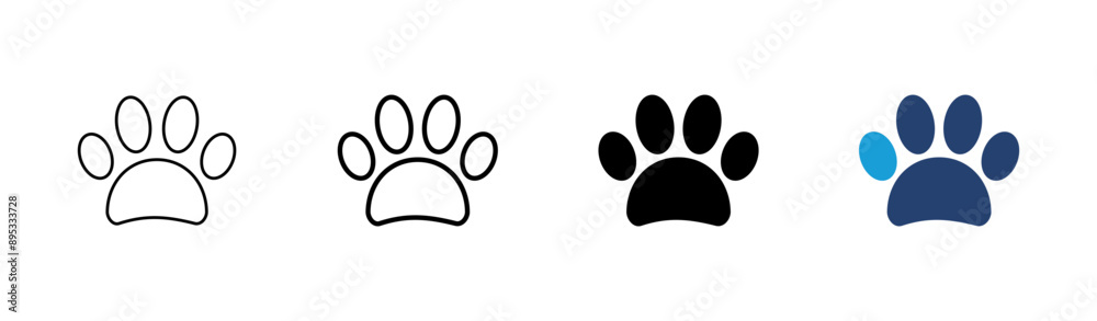 Paw icon set. paw print icon vector. dog or cat paw Paw icon set. paw print icon vector. dog or cat paw