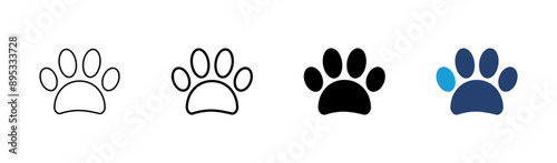 Paw icon set. paw print icon vector. dog or cat paw