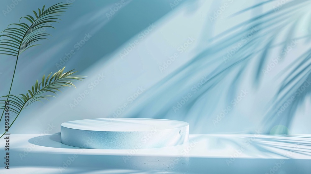 5. Modern vector illustration featuring a 3D blue podium pedestal on a soft blue background, creating an inviting summer scene for product display, presentation, and advertising with a sleek, 5. Modern vector illustration featuring a 3D blue podium pedestal on a soft blue background, creating an inviting summer scene for product display, presentation, and advertising with a sleek,