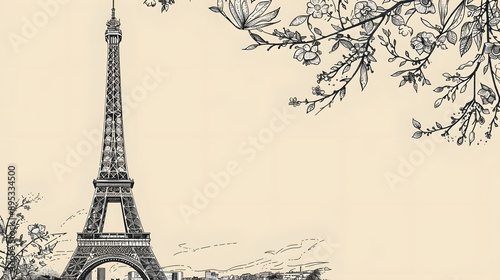 Wallpaper Mural A vintageinspired illustration of the Eiffel Tower against a textured background Torontodigital.ca