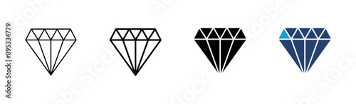 Diamond icon set. diamond gems vector icon.