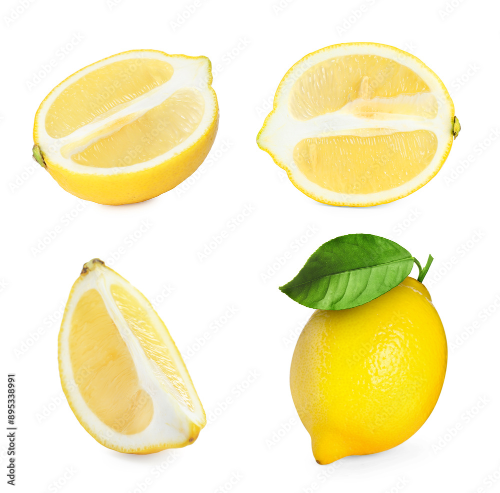 Set of fresh lemons isolated on white Set of fresh lemons isolated on white