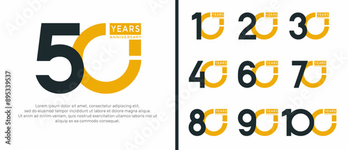anniversary logo style set with black and yellow color can be use for celebration moment