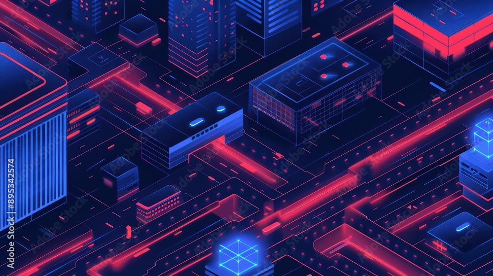 A vibrant depiction of a smart city with interconnected infrastructure, banner, with copy space A vibrant depiction of a smart city with interconnected infrastructure, banner, with copy space