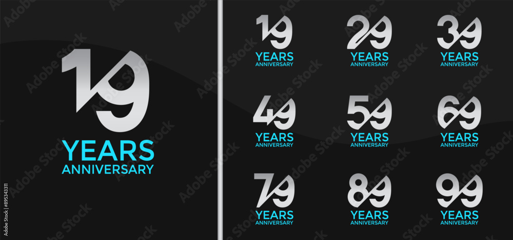 anniversary logo style set with silver color and slash can be use for celebration moment anniversary logo style set with silver color and slash can be use for celebration moment