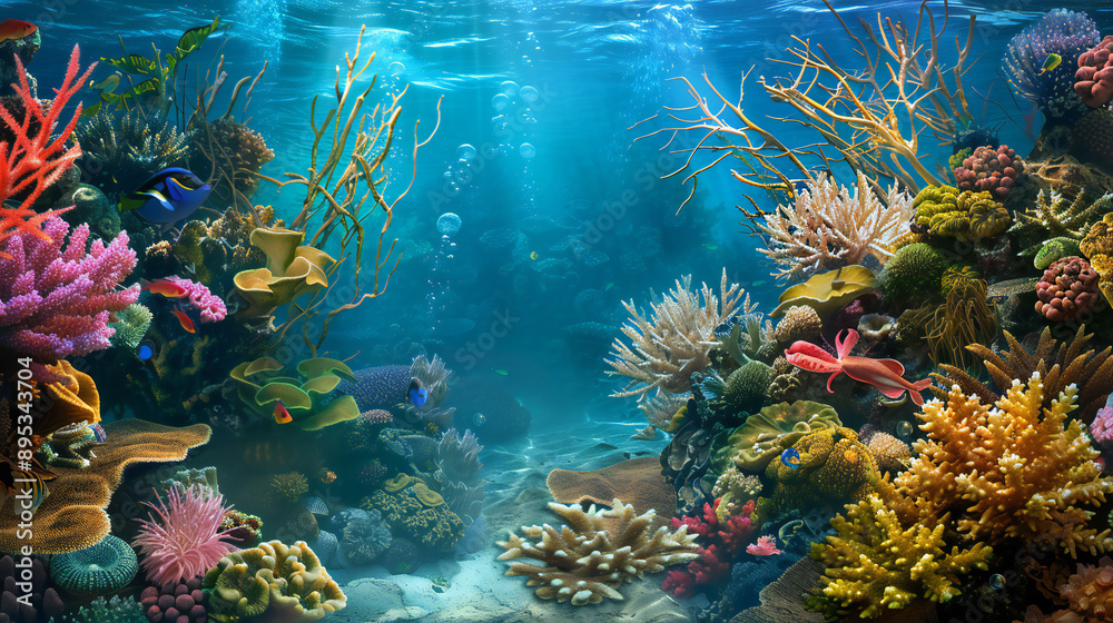 Fototapeta premium Tropical underwater setting background illustration