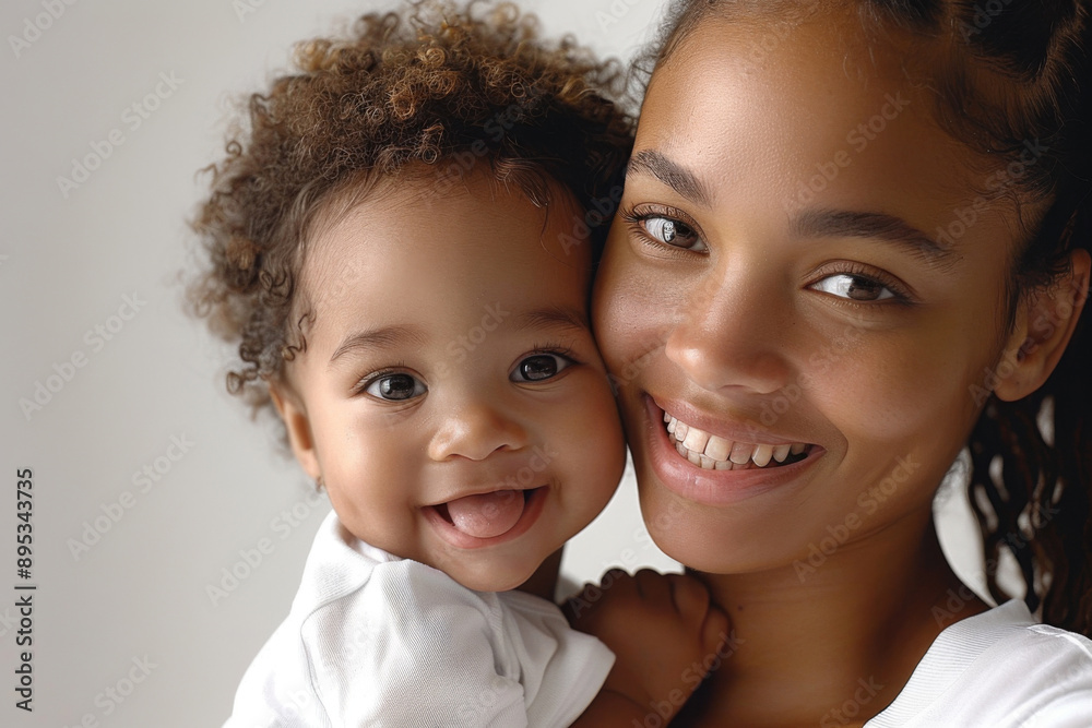 Mom and baby smile and play. African American family Mom and baby smile and play. African American family