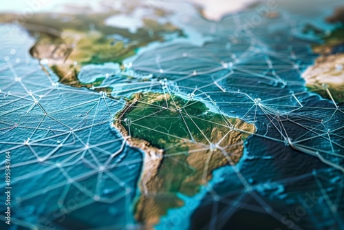 map ocean floor with undersea cables visual