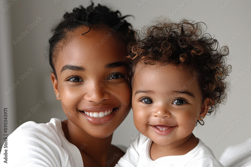 Mom and baby smile and play. African American family Mom and baby smile and play. African American family