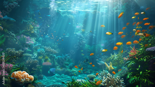 Underwater scene featuring background illustration photo