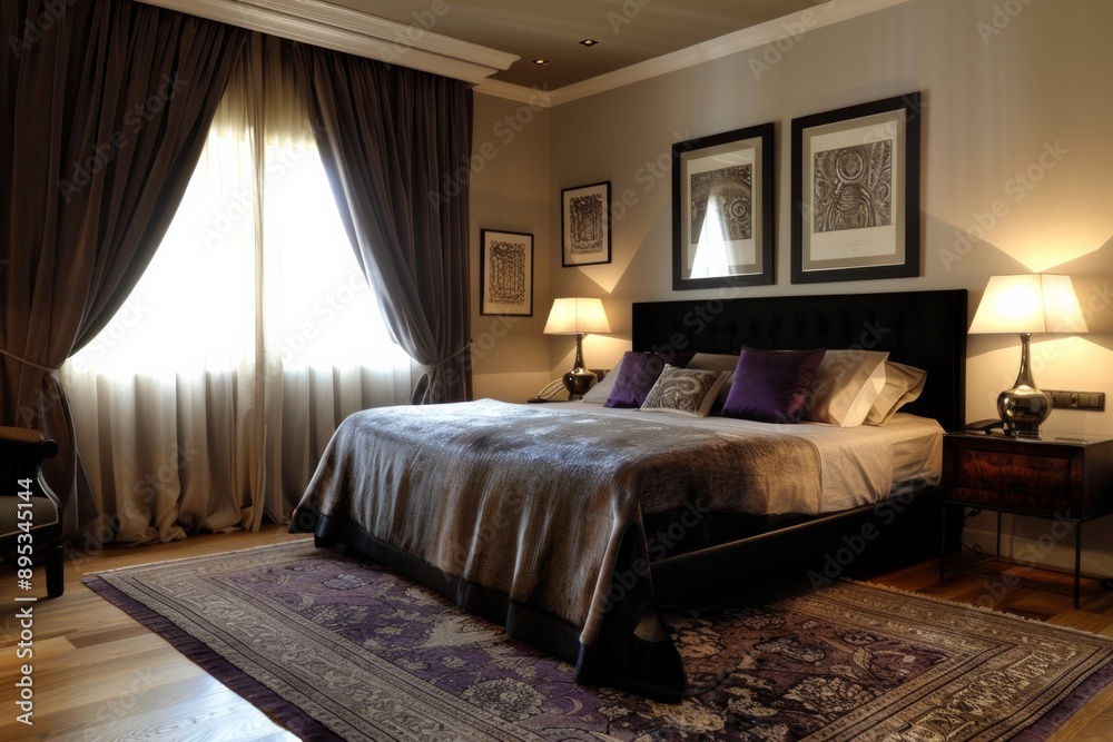 Luxury hotel bedroom interior in classic style. Luxury hotel bedroom interior in classic style.