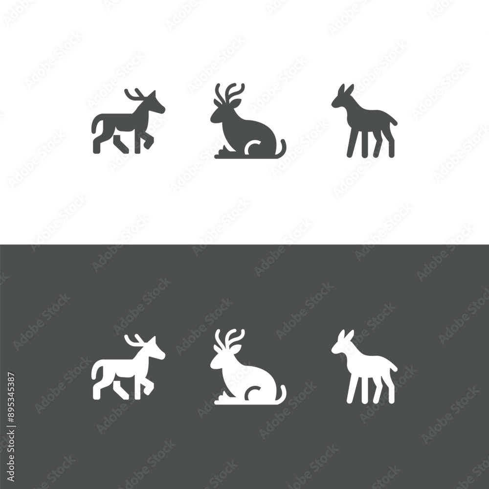 simple logo with a deer, gray and white color simple logo with a deer, gray and white color