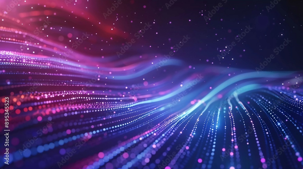 Digital Data Flow Vector Background. Big Data Technology Lines. 5G Wireless Data Transmission. Very impressive High Speed ​​of Light Trails