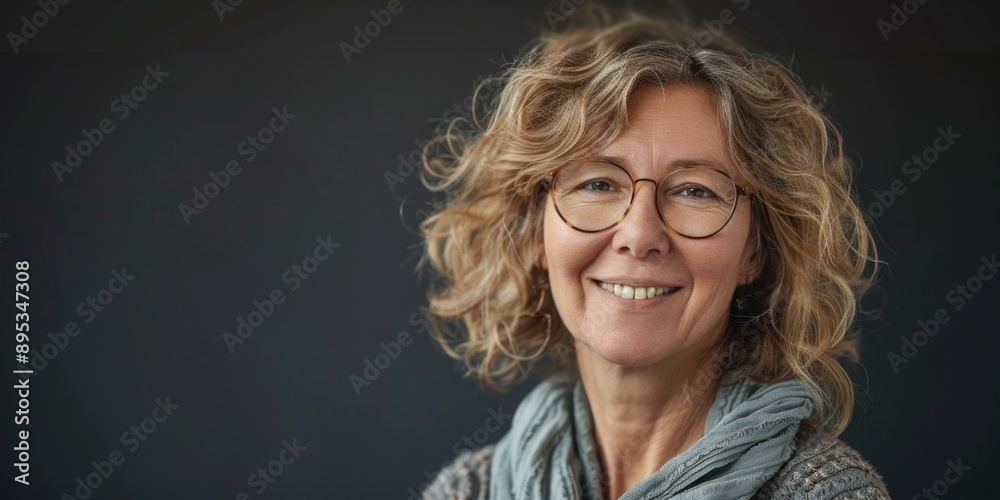 A woman wearing glasses smiles at the camera, looking friendly and approachable