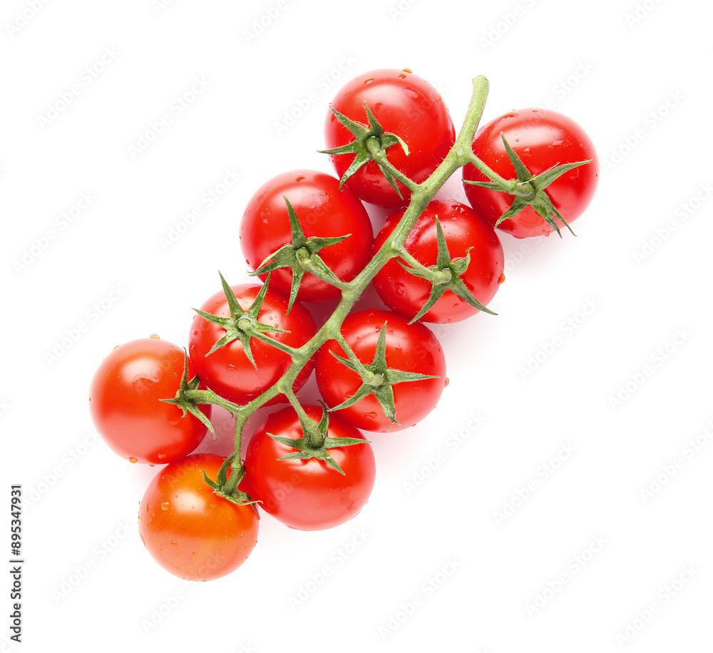 Many fresh cherry tomatoes on white background Many fresh cherry tomatoes on white background