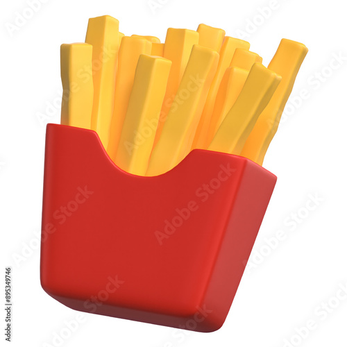French Fries 3D illustration Icon Foods and Drinks with Transparent Background