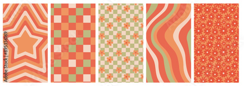 RETRO PATTERNS MULTIPLE NEW RECOLOR orange pink red yellow vertical phone wallpapers 2