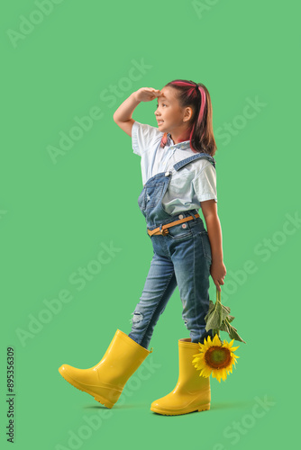 Cute little Asian girl in r...
