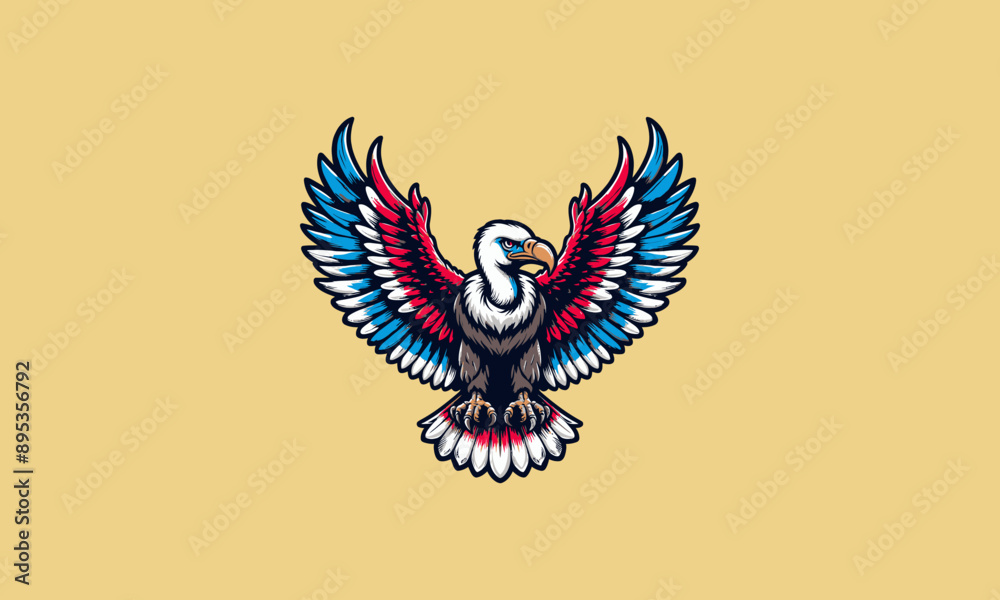 Naklejka premium vulture with big wings american vector mascot design