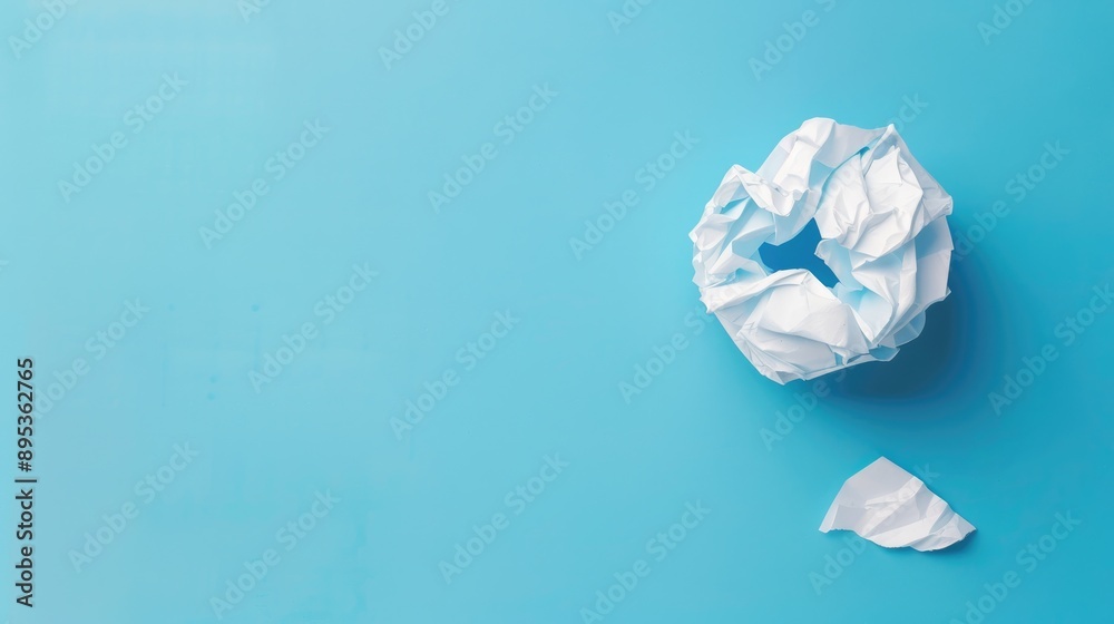 Paper with new normal post COVID and blank space on blue backdrop Paper with new normal post COVID and blank space on blue backdrop
