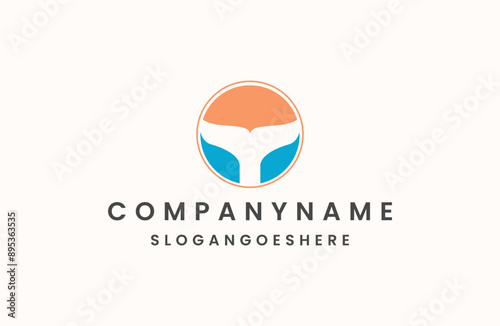 whale ocean logo vector illustration design, sea whale logo design