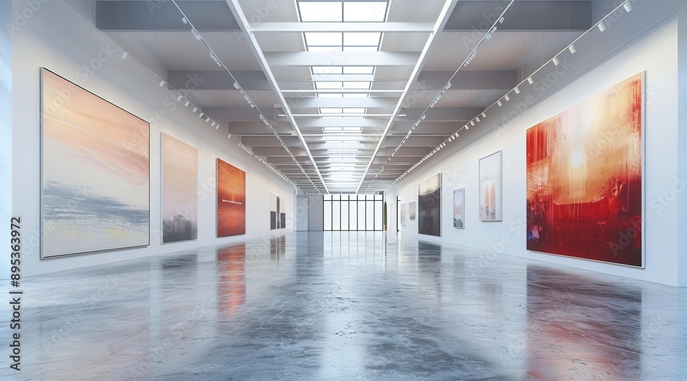 Contemporary Art Gallery with Large Canvases and Skylight Illumination Contemporary Art Gallery with Large Canvases and Skylight Illumination