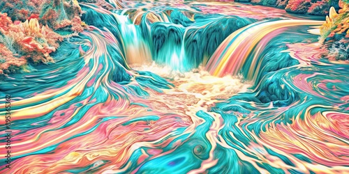 Abstract painting representing flowing water