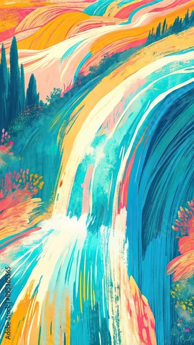 Abstract painting representing flowing water