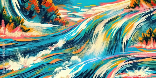 Abstract painting representing flowing water