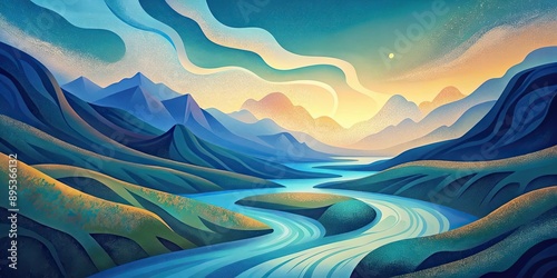 Abstract painting representing flowing water