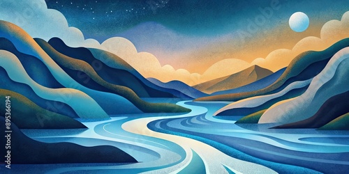 Abstract painting representing flowing water