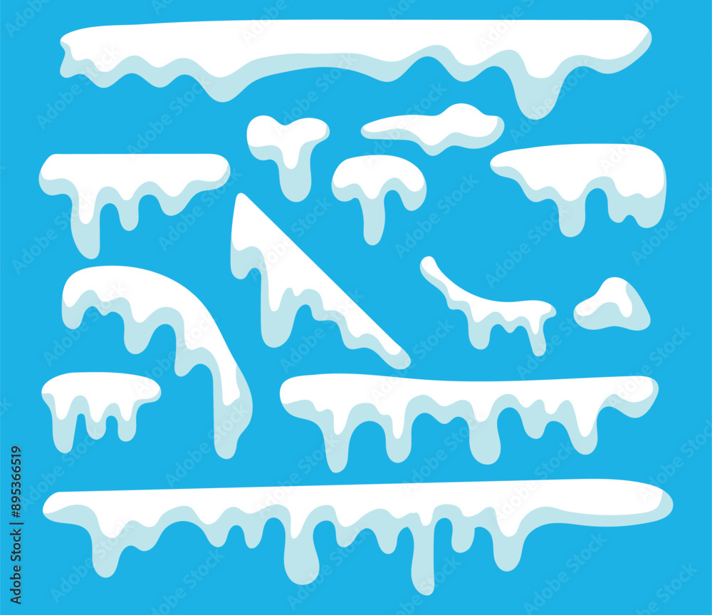 Snow cap collection vector, winter clipart Snow cap collection vector, winter clipart