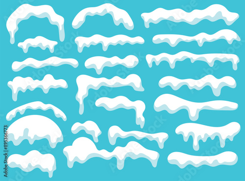 Snow cap collection vector, winter clipart