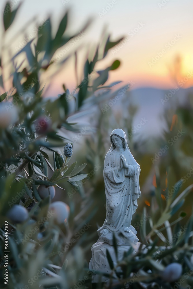 Fototapeta premium Christianity, Virgin Mary, cross, Bible, dove, olive leaf