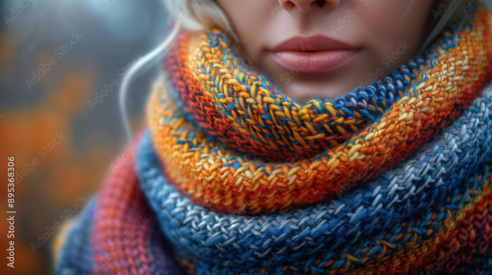 Macro Close-Up of Autumn Fabric with Detailed Weave and Colors