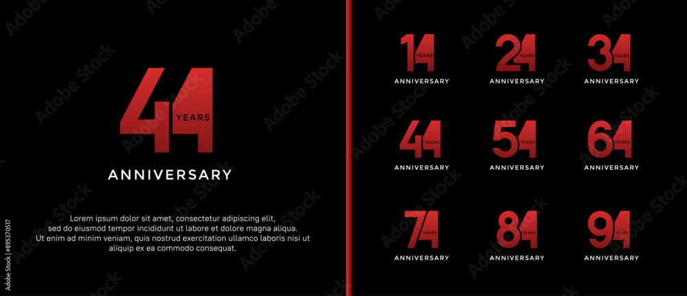 anniversary logo style set with red color can be use for celebration moment anniversary logo style set with red color can be use for celebration moment