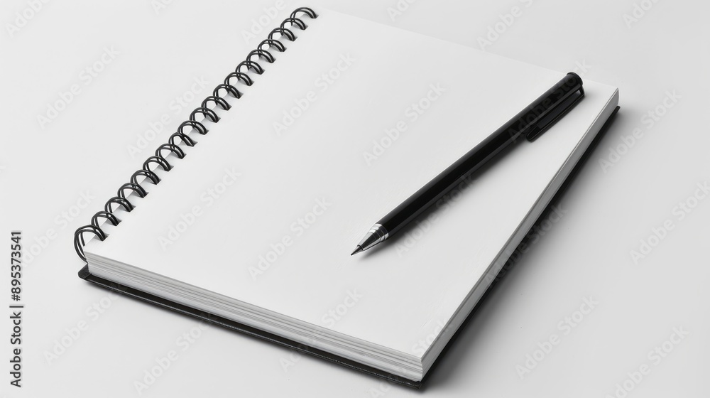 Blank notebook on white background for writing Blank notebook on white background for writing