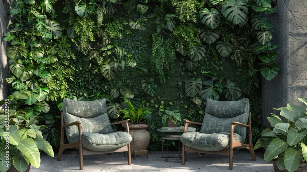 Fototapeta premium Chairs and greenery