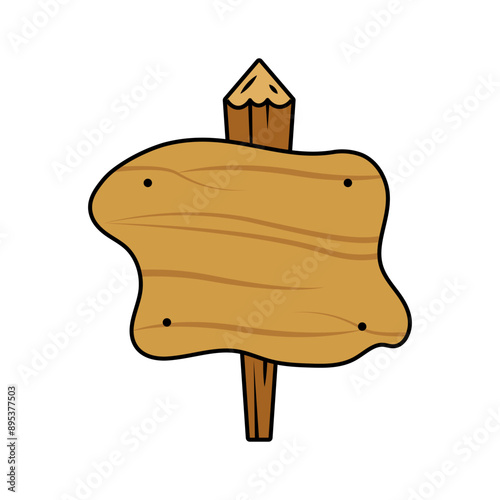 Wooden signpost cartoon, digital art illustration