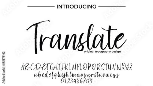 Translate Font Stylish brush painted an uppercase vector letters, alphabet, typeface