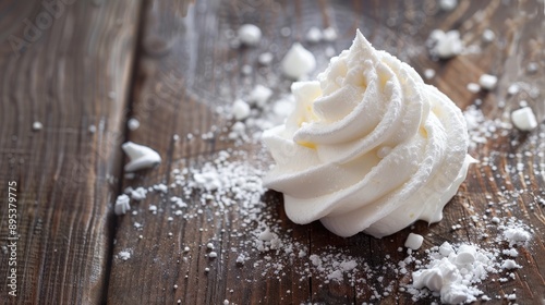 Sweet meringue on wood background Photograph