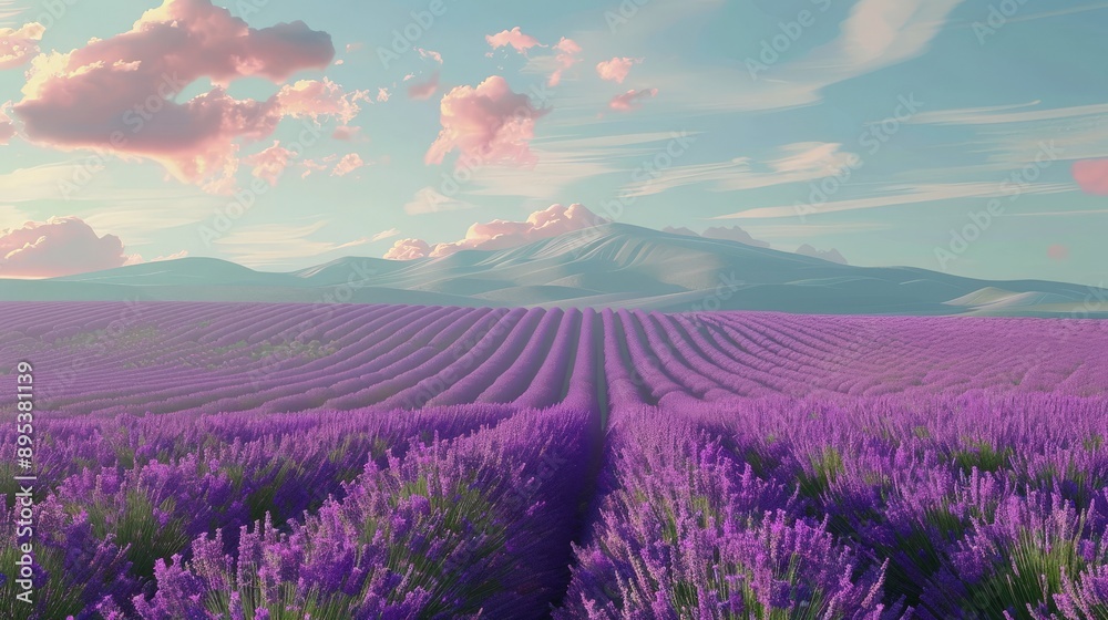 Fototapeta premium fields lavender provence cloudless