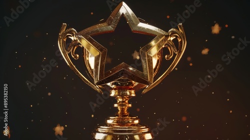 Wallpaper Mural A gold hollow star-shaped trophy on a black background, symbolizing victory and achievement Torontodigital.ca