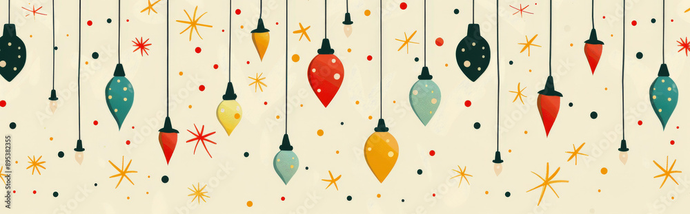 pattern of minimalist lines and dots representing Christmas lights in a random arrangement, evoking a festive yet clean design pattern of minimalist lines and dots representing Christmas lights in a random arrangement, evoking a festive yet clean design