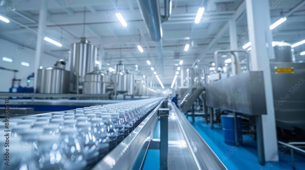 Modern factory interior with production line Modern factory interior with production line
