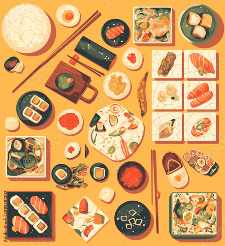 set of food and icons