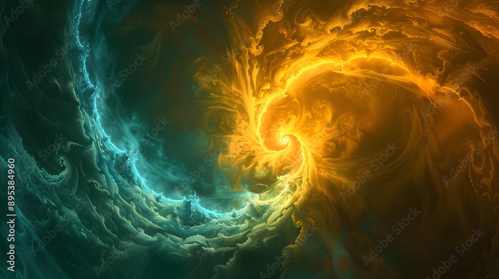 Beautiful concept of data wave function, fractal torus in the middle, in turquiose and yellows on a gradient background, liquid neon, subtle whisper smoke Beautiful concept of data wave function, fractal torus in the middle, in turquiose and yellows on a gradient background, liquid neon, subtle whisper smoke
