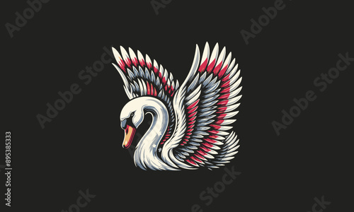 swan with big wings american vector flat design