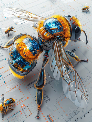 3d render of a robot bee