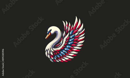 swan with big wings american vector flat design